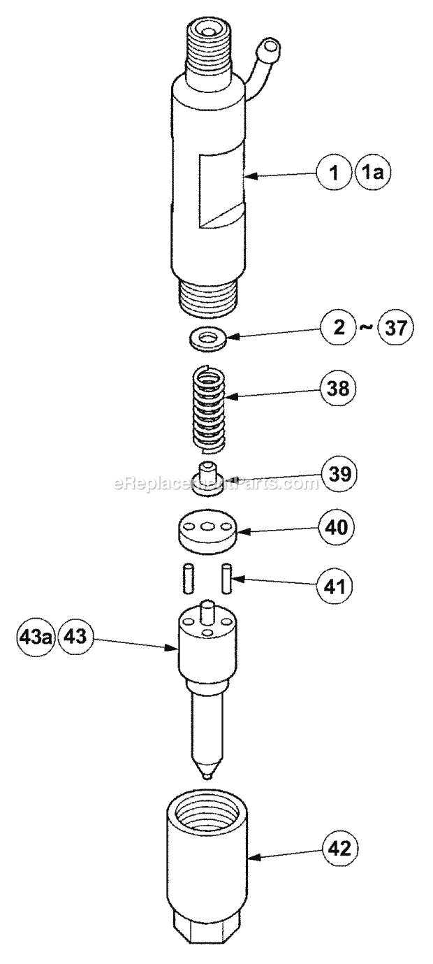 Nozzle & Nozzle Holder Diagram and Parts List for 7532 54AF44G-710, 54AH44G-710, 54AN44G-710 Cub Cadet Lawn Tractor